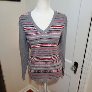 Tommy Hilfiger Brand Striped V- Neck Sweater